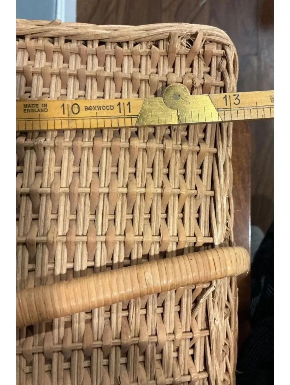 Vintage Wicker Picnic Basket with Handles Large Hinged Lid
